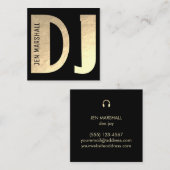 Dj-script op faux gold-folie vierkante visitekaartje (Voorkant / Achterkant)