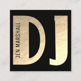 Dj-script op faux gold-folie vierkante visitekaartje