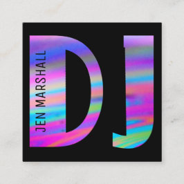 DJ script op faux holografische kleuren Vierkante Visitekaartje