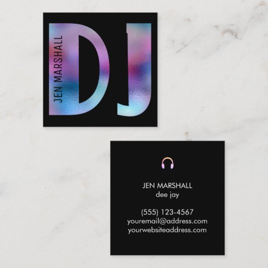 DJ-script voor faux holografisch effect Vierkante Visitekaartje (Voorkant / Achterkant)