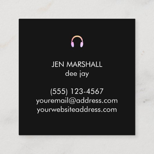 DJ-script voor faux holografisch effect Vierkante Visitekaartje (Achterkant)