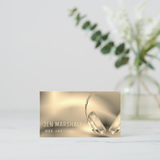 DJ sepia design muziek koptelefoon Visitekaartje (Staand voorkant)