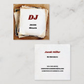 DJ Service Retro 70s Vinyl Records Vierkante Visitekaartje (Voorkant / Achterkant)