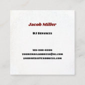 DJ Service Retro 70s Vinyl Records Vierkante Visitekaartje (Achterkant)