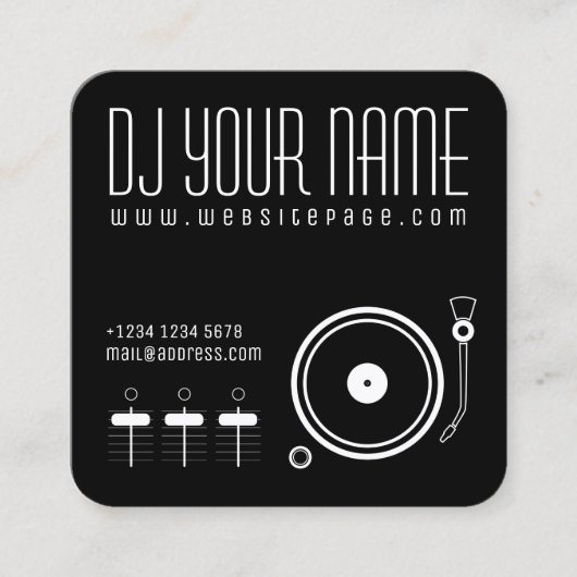 DJ set musical sjabloon cover Vierkante Visitekaartje (Voorkant)