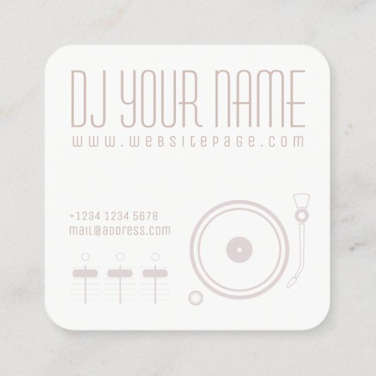 DJ set musical sjabloon cover Vierkante Visitekaartje (Achterkant)