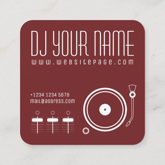 DJ set musical sjabloon cover Vierkante Visitekaartje (Achterkant)