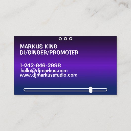 DJ Singer Promoter Songwriter Professionele Muziek Visitekaartje (Achterkant)