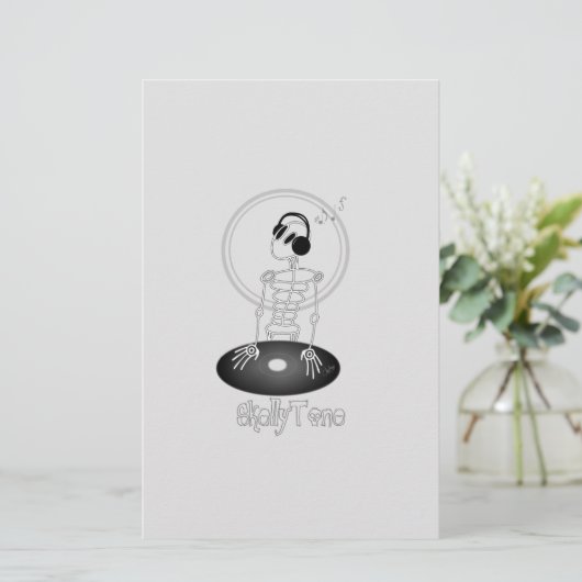 DJ Skeleton Briefpapier (Staand voorkant)