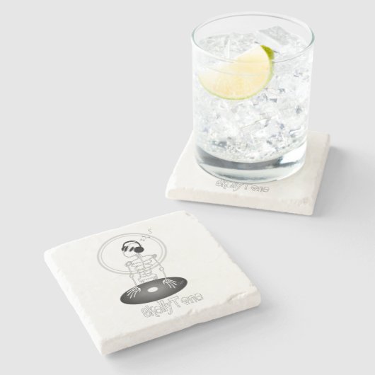 DJ Skeleton Stenen Onderzetter (Zijkant)