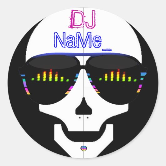 DJ Skull - Jouw namen toevoegen Ronde Sticker (Voorkant)