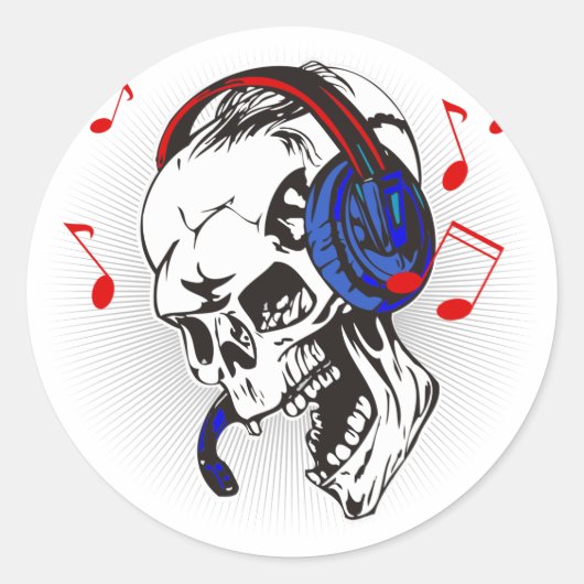 DJ Skull Ronde Sticker (Voorkant)