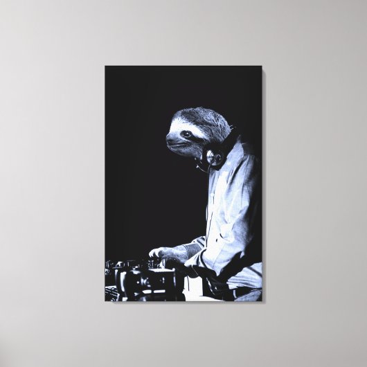 DJ Sloth Canvas afdrukken (Voorkant)
