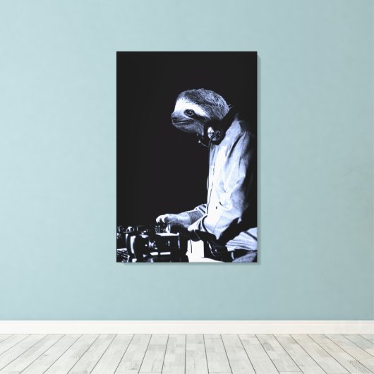 DJ Sloth Canvas afdrukken (Insitu (Houten vloer))