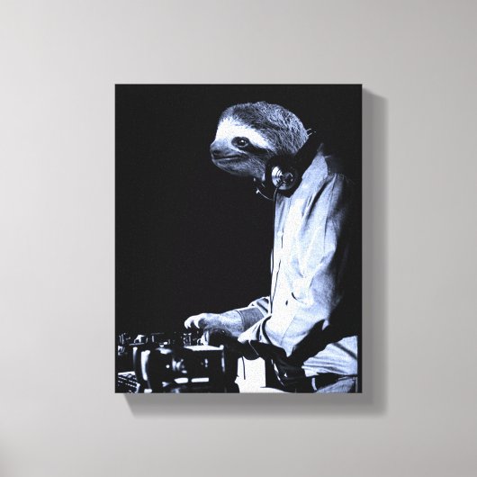 DJ Sloth Canvas afdrukken (Voorkant)