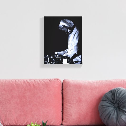 DJ Sloth Canvas afdrukken (Insitu (Woonkamer))