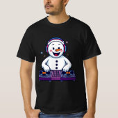 DJ Snowman Christmas – Funny Holiday Music Illustr T-shirt (Voorkant)