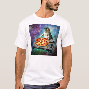 DJ Space Cat Spinning wat zoete Za T-shirt