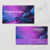 Dj speelt muziek in een geluidsmixer in een nachtc visitekaartje (Voorkant / Achterkant)