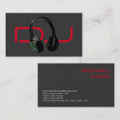 DJ Stijlvolle Rood Grijs Achtergrond Hoofdtelefoon Visitekaartje (Voorkant / Achterkant)