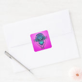 DJ Sugar Skull - Blauw en Paarse Vierkante Sticker (Envelop)