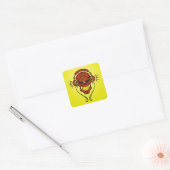 DJ Sugar Skull - Rood en geel Vierkante Sticker (Envelop)