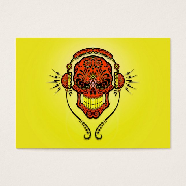 DJ Sugar Skull, rood en geel Visitekaartjes (Voorkant)