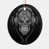 DJ Sugar Skull - Zwart Keramisch Ornament (Links)