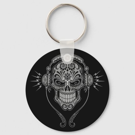 DJ Sugar Skull - Zwart Sleutelhanger (Voorkant)