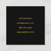 DJ-teken als vinylrecord bord retro geel Vierkante Visitekaartje (Achterkant)