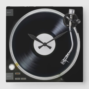 DJ turntable Wall Clock Vierkante Klok