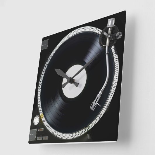DJ turntable Wall Clock Vierkante Klok (Hoek)