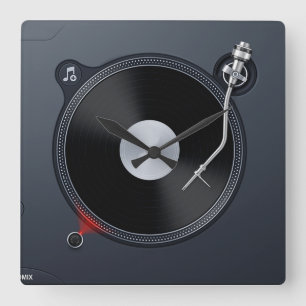 DJ turntable Wall Clock Vierkante Klok