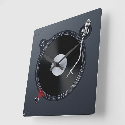 DJ turntable Wall Clock Vierkante Klok (Hoek)