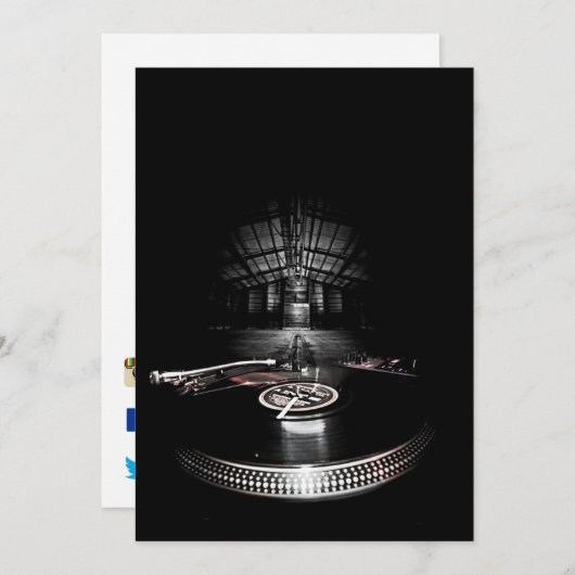 DJ-uitnodiging van de partij met pictogrammen voor Kaart (Voorkant / Achterkant)