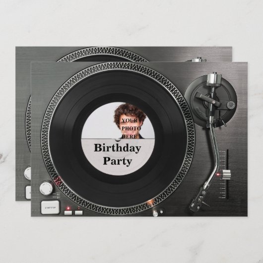 DJ uitzetbare fotoverjaardagsuitnodiging Kaart (Voorkant / Achterkant)