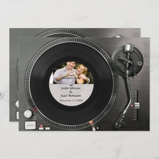 DJ uitzettingsbare uitnodiging voor fotobruiloft (Voorkant / Achterkant)