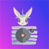 DJ Unicorn – Magical Party Vibes Design Sticker (Voorkant)