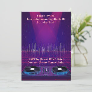 DJ Verjaardagsfeest Uitnodiging - Aanpasbaar