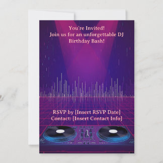 DJ-verjaardagsfeest Uitnodiging - Aanpasbaar