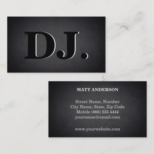 DJ - Vettekst crool Blackboard Modern Visitekaartje (Voorkant / Achterkant)