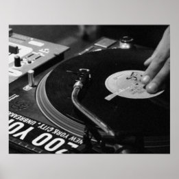 DJ Vinyl Black en White Poster bewerken voor groot