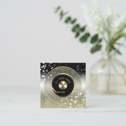 DJ vinyl bord speler Visitekaartje (Staand voorkant)