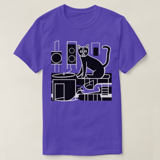 DJ Vinyl Cat T-shirt (Design voorkant)