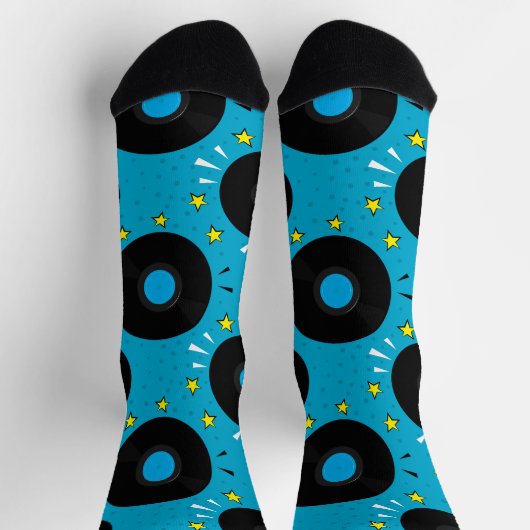 DJ Vinyl Records Retro Pattern Sokken (Top)