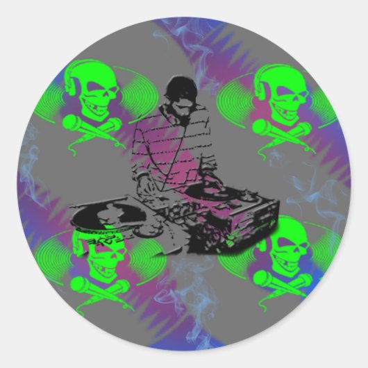 DJ Vinyl Spinner Ronde Sticker (Voorkant)