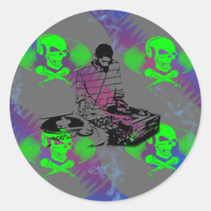 DJ Vinyl Spinner Ronde Sticker