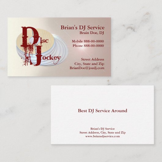 DJ Visitekaartje (Voorkant / Achterkant)