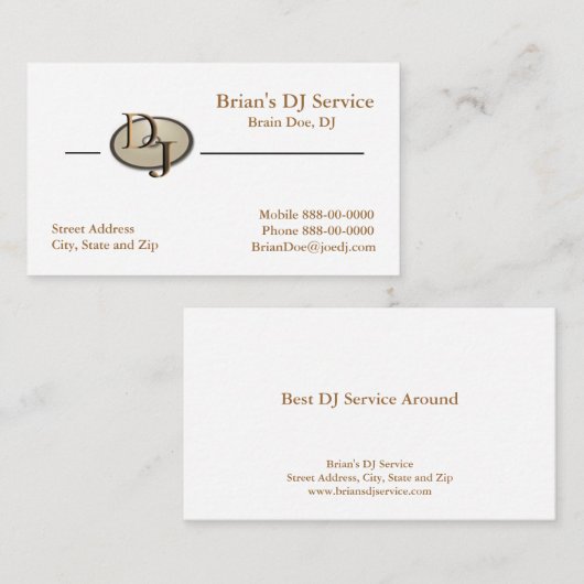 DJ Visitekaartje (Voorkant / Achterkant)