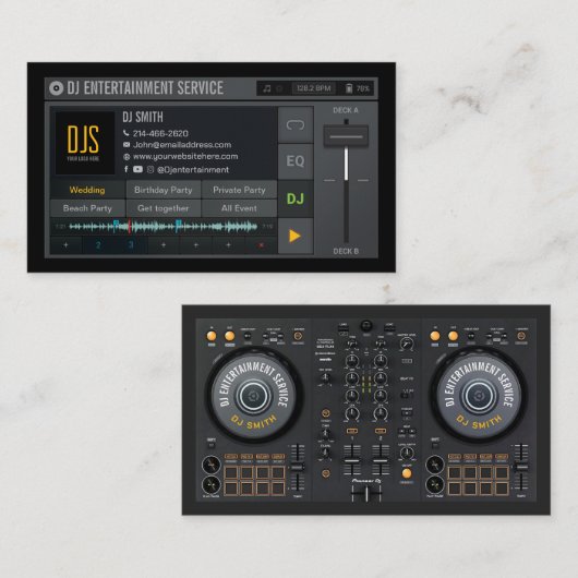 DJ Visitekaartje, DJ Event Service, Entertainment Visitekaartje (Voorkant / Achterkant)
